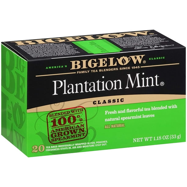 Bigelow Plantation Mint Black Tea Bags 20Count Boxes (Pack of 6), 120