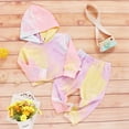 thumbnail image 3 of Toddler Kids Baby Girl Fall Clothes Tie Dye Long Sleeve Hooded Sweatshirts Top Pants 2Pcs Casual Tracksuit Outfits Set, 3 of 8