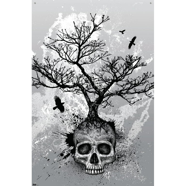 Skull - Tree Wall Poster with Push Pins, 22.375\