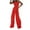 Red, variant on Lenpel Jumpsuits for Women Fashion Summer Sleeveless Halter Backless Pleated Wide Leg Rompers Party Club Outfits