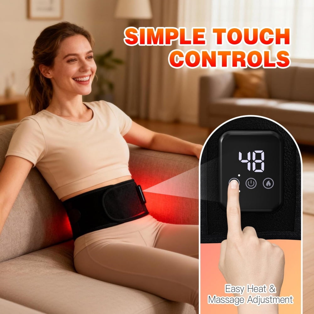 iKeener Cordless Heating Pad with Massage - 3 Heat & 3 Massage Modes, 2000mAh Rechargeable Battery, Adjustable 55" Back Warmer for Women & Men