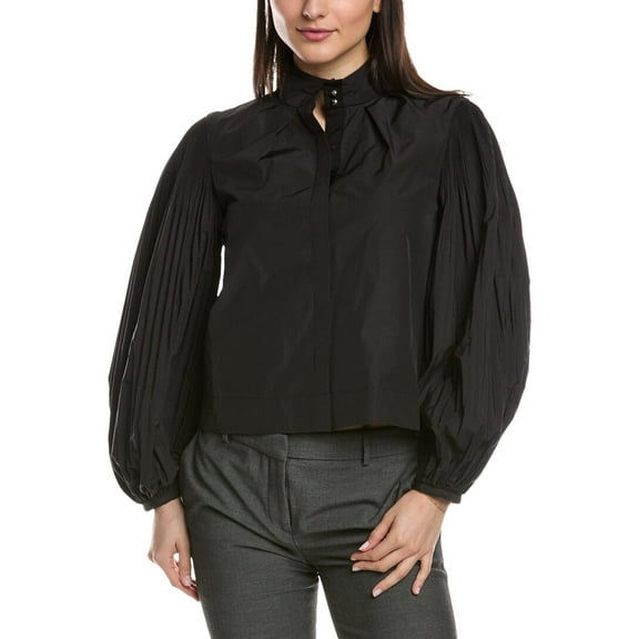 Derek Lam 10 Crosby womens Lupa Pleated Sleeve Top, 4, Black