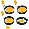 thumbnail image 1 of 4 Pcs Antiadherentes Anillos para huevos, anillos para huevos de acero inoxidable, anillos para huevos antiadherentes con asas para unir, molde para huevos fritos para muffins de huevo, panqueques, t, 1 of 5