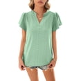 thumbnail image 4 of Lucakuins Blusa de manga corta de verano para mujer, cuello en V recortado Color sólido Casual Party Street Summer Shirt Tops Lucakuins moda, 4 of 7
