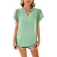 thumbnail image 4 of Lucakuins Blusa de manga corta de verano para mujer, cuello en V recortado Color sólido Casual Party Street Summer Shirt Tops Lucakuins moda, 4 of 7
