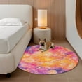 thumbnail image 3 of Abstract Cosmos Round Living Room Rugs 3.3 ft, Clouds Star Pink Orange Dreamlike Washable Area Rug with Non-Slip Sturdy Edge Binding Round Front Door Mat Floor Carpet for Entryway, 3 of 9