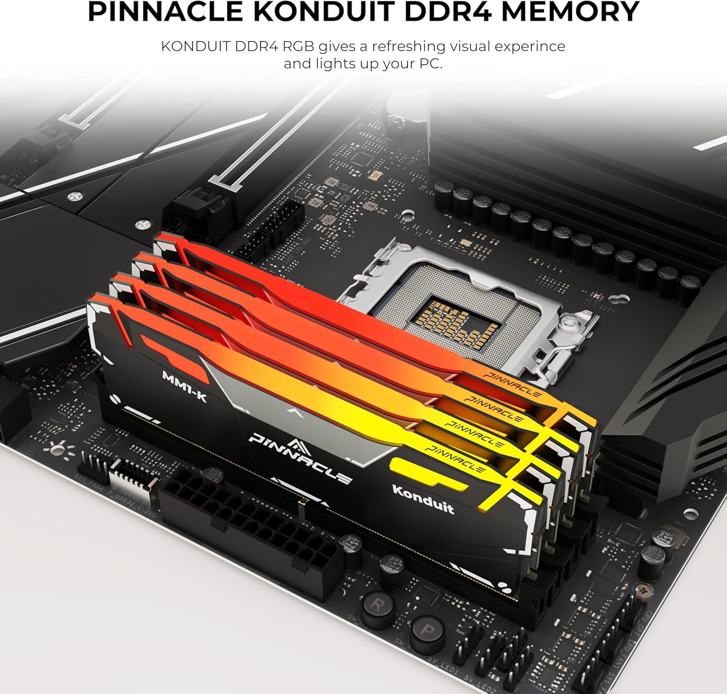 Timetec Pinnacle Konduit RGB 32GB KIT(2x16GB) DDR4 3200MHz PC4-25600 CL16-18-18-38 XMP2.0 Overclocking 1.35V Dual Rank Compatible for AMD and Intel Desktop Gaming PC Memory Module - Black