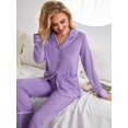 thumbnail image 4 of Women's Pajama Set V-neck Long Sleeve with Pockets and Pants Sleepwear 2 Piece Soft Homewear Pjs Set, 4 of 8
