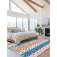thumbnail image 2 of Geometric Bohemia Area Rug for Bedroom 3x5 Ft Stripes Orange Turquoise and Blue Super Soft fuzzy Throw Rug Non-Slip Fluffy Plush Indoor Floor Carpet for Living Room Nursery Home Decor, 2 of 8