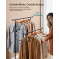 thumbnail image 4 of Double-Rod Clothes Rack with Wheels & Shelf, 38.8" Heavy-Duty Garment Rack for Hanging Clothes, Holds up to 220 lbs, 4 of 5