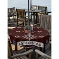 thumbnail image 2 of Outdoor Tablecloth with Umbrella Hole for Patio/Picnic/Party/Camping, Brown Boho Waterproof Table Cloth Round Cover Washable, Retro Farmhouse Abstract Geometric Ethnic Art (Dia 60"), 2 of 8