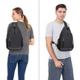 thumbnail image 6 of Mosiso Sling Backpack, Multipurpose Crossbody Shoulder Bag with Front Buckle Pouch&Reflective Strip For Hiking,Travel,For Women Men,Slate Grey, 6 of 7