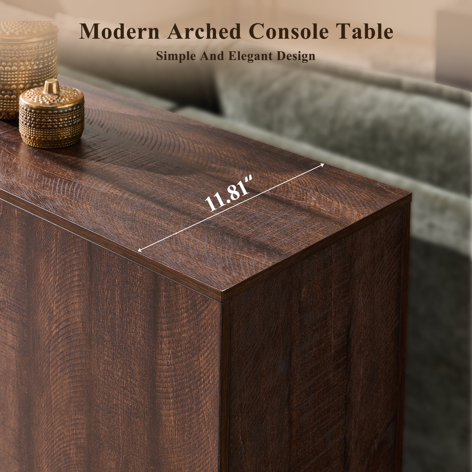 SinCiDo 63" Modern Console Table for Entryway, Arched Long Wood Sofa Table Behind Couch Table for Living Room, Hallway