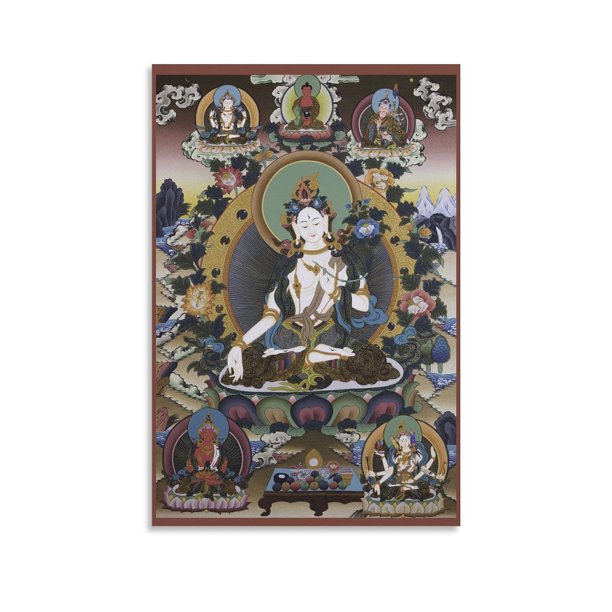 Póster de lienzo de Thangka budista tibetano para pared, arte decorativo para dormitorio, impresión moderna para el hogar, obras de arte, carteles de 24 x 36 pulgadas (60 x 90 cm)