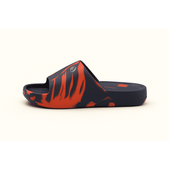 TX104 Calm Slide Slides for Men – Soft Cushion Slip-On Sandals with Thick Sole | Lightweight, Waterproof, Anti-Slip Comfort Slides for Indoor, Shower, Beach & Everyday Use (Navy Red 9)