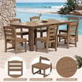 thumbnail image 5 of KINGYES 8-Piece HDPE Outdoor Dining Set for 6, Square Patio Table & Armless Chairs with Umbrella Hole, All-Weather Patio Dining Set for Backyard, Garden, Lawn & Poolside, Brown, 5 of 8