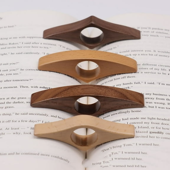 Hometravel Solid Wood Book Holder, Traditional Thumb Book Prop for Reading, Handcrafted Wood Book Support for Library, Study, Bookshelf Organization