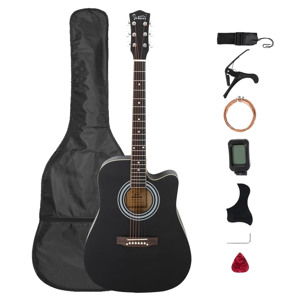 Lowestbest 41 Inch Spruce Panel Matte Folk Guitar with Bag Shield Wrench Tuner Capo, Black Lowestbest 41 Inch Spruce Panel Matte Folk Guitar with Bag Shield Wrench Tuner Capo, Black