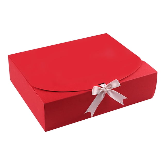 Maoww 5pcs Gift Boxes Birthday Paper Favor Cases Party Anniversary Gift Packing Boxes with Ribbon, Red, Small