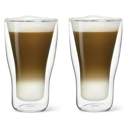 

JaLuayh Thermic Glass 11.5 oz Latte Macchiato Glass (Set Of 2) : Double Wall Borosilicate Glass Handmade Thermal Shock Resistant Microwave & Dishwasher Safe Fine Quality