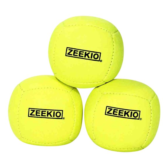 Zeekio Lunar Juggling Balls - 110g Professional UV Reactive 6 Panel Ball - Pack of 3 (Solid Yellow)