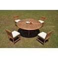 thumbnail image 4 of Grade-A Teak Dining Set: 4 Seater 5 Pc: 72" Round Table And 4 Devon Armless Chairs Outdoor Patio WholesaleTeak #WMDV68, 4 of 4