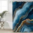 thumbnail image 4 of Abstract Marble Shower Curtain Set ，Waterproof Fabric Shower Curtains Dark Blue Gradient Gold Crack Texture Art Shower Curtains for Bathroom,Bathroom Decor 72"x84", 4 of 6