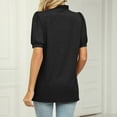 thumbnail image 6 of fatyb Blouses for Women V Neck Puff Short Sleeve Casual Shirts Ruffle Stand Collar Summer Tunic Tops, 6 of 6