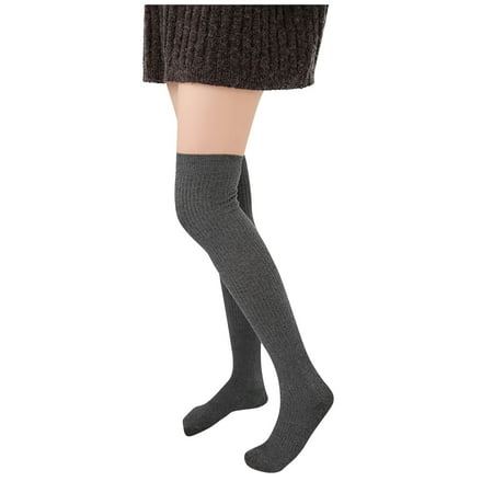 

DNDKILG Winter Over the Knee Socks Causal Thigh High Socks for Women Leg Warmer Dark Gray One Size