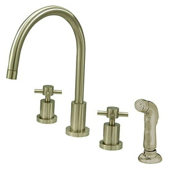 Kingston Brass Concord Double Handle Widespread Kitchen Faucet with Non-Metallic Sprayer