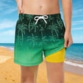 thumbnail image 2 of Glisme Summer Shorts For Boys Boys Swim Trunks With Compression Tropical Print Beach Shorts Drawstring Elastic Waistband Swim Shorts Elasticity Pants Size 7 Years Green, 2 of 4