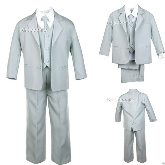 New Boy Baby Toddler Kid Teen Formal Wedding Party Light Gray Tuxedo Suit S-20