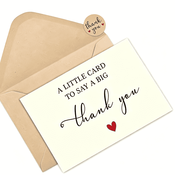 Thank You Cards with Envelopes and Stickers Bulk Minimalistic Blank Greeting Notes for Wedding Graduation Baby Shower 30 Pack 4x6 Inches