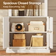 thumbnail image 6 of 71" Arched Kitchen Pantry Cabinet, Tall Storage Cabinet with Half Open Shelves and Drawers, Modern Display Hutch for Dining Room or Living Room, Buffet Sideboard with Gold Handles, White, 6 of 9
