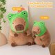 thumbnail image 4 of Cojín de felpa Capybara Ditucu lindo con sombrero de rana para niños de 35 cm, 4 of 7