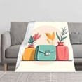 thumbnail image 2 of Cozy Flannel Blanket - Soft & Warm Perfect for Sofa Travel Bed & Chair - Elegant Pastel Circular Pattern Design, 2 of 7