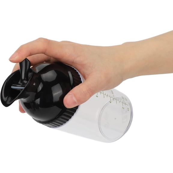 GIXUSIL Reusable Salad Dressing Measure Bottle,6.7x2.2In Durable Black Salad Dressing Mixer Dispenser,Leak-free,Soft Grip,Dishwasher Safe