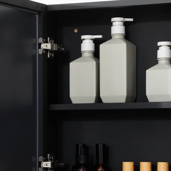 Bathroom Storage Cabinet kleankin Wall-Mounted Medicine Cabinet, Bathroom Mirror Cabinet with Double Doors and Storage Shelves, Black,Over The Toilet Storage