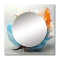 thumbnail image 2 of Designart "Bohemian Fractal Feather Amber Orange And Turquoise I" Feathers Square Mirror Wall Decor Modern - Large Blue Square Bathroom Mirror - Square Printed Wall Mirror Art, 2 of 5
