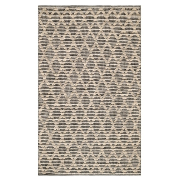 Textured Diamond Black/Ivory Handwoven Cotton Rug, 8' x 10'
