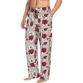 thumbnail image 3 of Kdxio Leaves And Anemone Flowers In Red Grey Print Men's Sleep Pajama Pant Lounge Pants with Pockets, 3 of 8