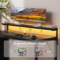 thumbnail image 6 of 44 inch Gaming Desk with Led Lights & Outlets, Computer Desk with 3 Drawers & Shelves, Gamer Desk with Monitor Stand & Side Hooks for Game Room, Home Office,Black, 6 of 8