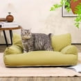 thumbnail image 1 of Green Washable Pet Couch Bed For Cats And Small Dogs With Non Slip Bottom And Pu Leather Upholstery Raised Edges For Comfort And Support, 1 of 3