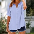 thumbnail image 4 of hotojiny Button down Shirts for Women Short Sleeve Summer Tops V Neck Henley Shirt Work Blouses Business Casual Outfits S-2XL, 4 of 5