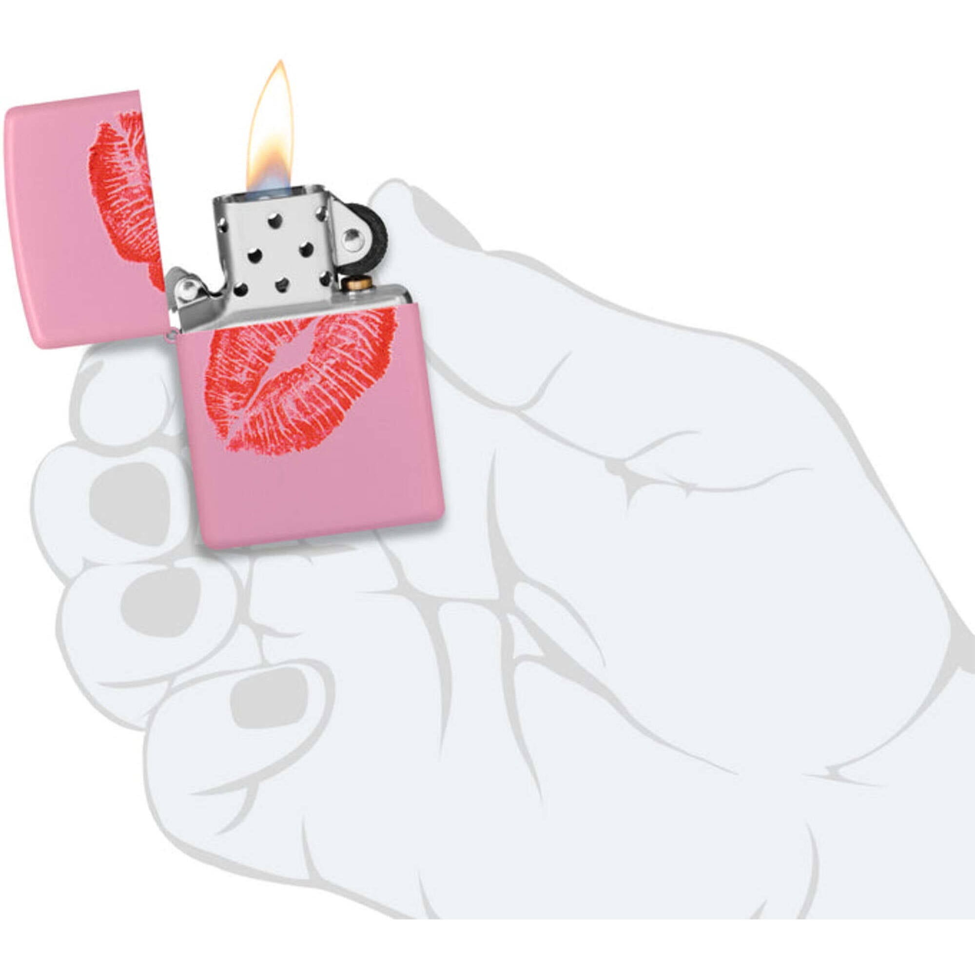 Zippo 46470 Smooches Design Matte Pink Windproof Pocket Lighter