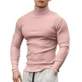 thumbnail image 1 of Camiseta de manga larga y cuello alto para hombre: color liso, corte ajustado, tejido elástico, para uso informal en primavera/verano., 1 of 5