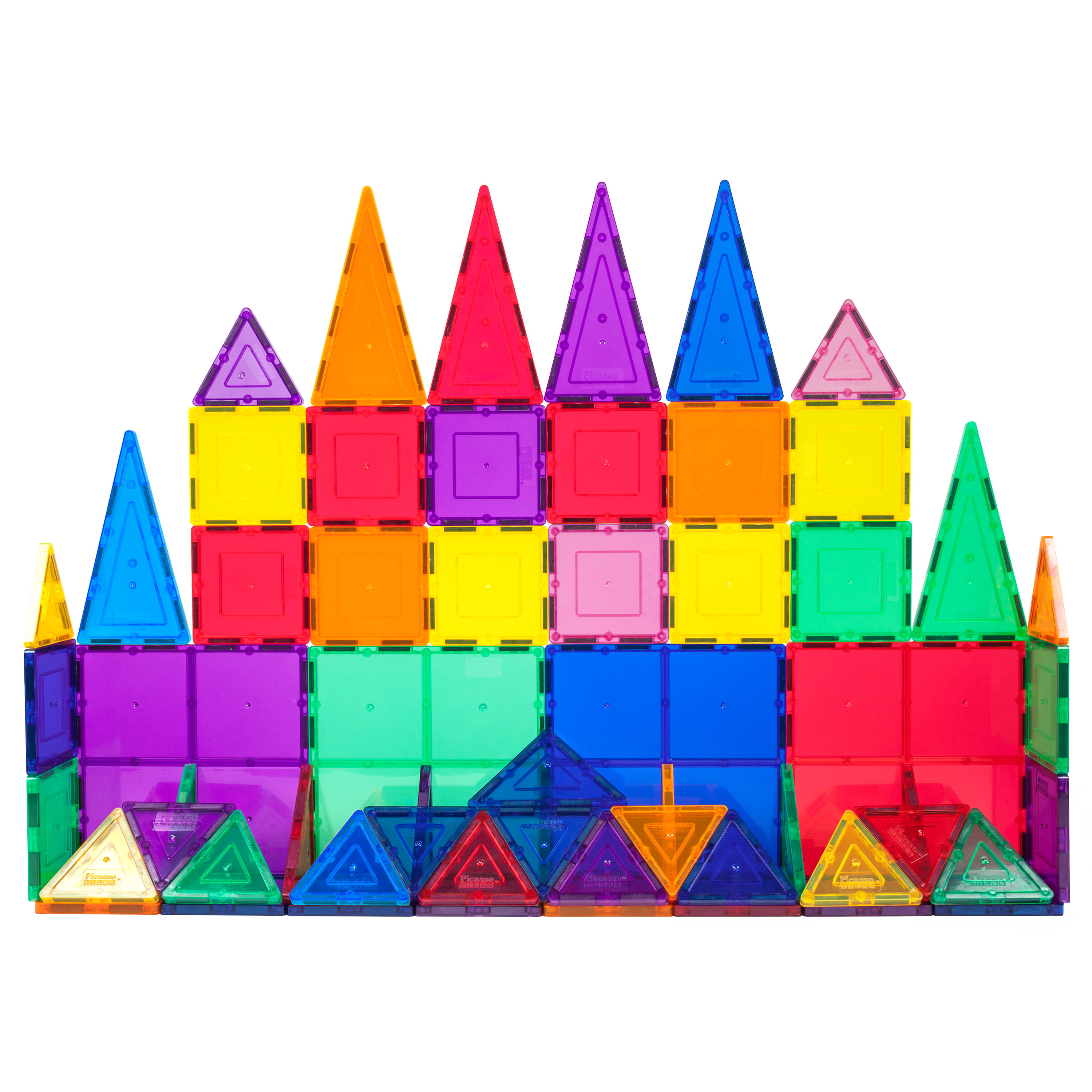 PicassoTiles 60 Piece Clear 3D Magnetic Building Blocks Tiles Set