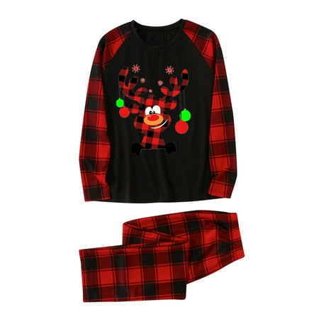 

Honeeladyy Parent-child Warm Christmas Set Printed Home Wear Pajamas Two-piece Mom Set Clearance under 10$