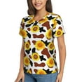 thumbnail image 5 of Yiaed Cow Print Sunflower Print Women's T Shirt V-Neck Short Sleeve Shirt Casual Breathable Tee Summer Tops-Medium, 5 of 5