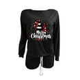 thumbnail image 3 of Wensltd Christmas Pajamas Set for Women Short Sleeve Top and Shorts Holiday Cozy Family Matching Sleepwear Black, 3 of 3